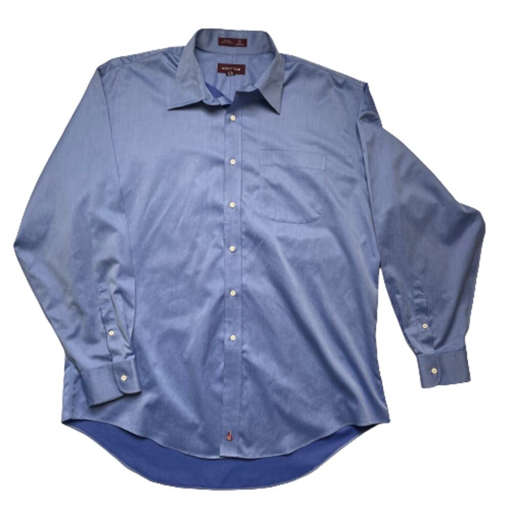 NORDSTROM Dress Shirt Men's Blue with Embroidered Detail Sz16.5x35